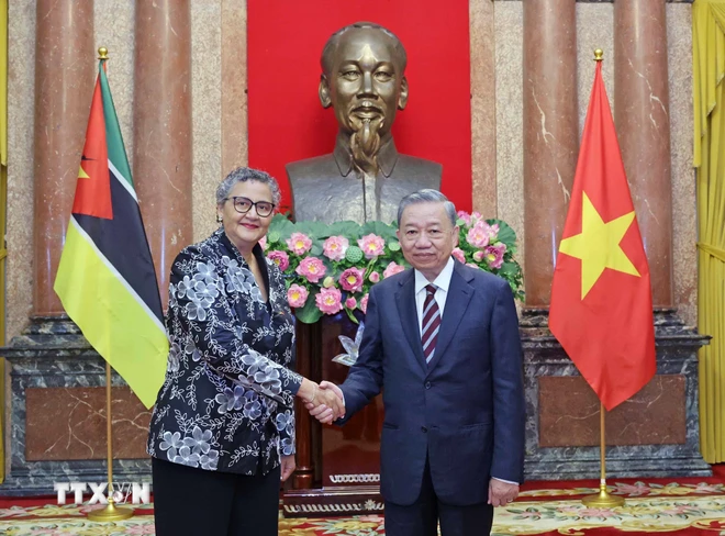 Chủ tịch nước tiếp Đại sứ Pakistan, Mozambique và Timor Leste trình Quốc thư Chủ tịch nước Tô Lâm tiếp nhận Quốc thư của Đại sứ Mozambique tại Việt Nam Ilundi Dos Santos. (Ảnh: Nhan Sáng/TTXVN)