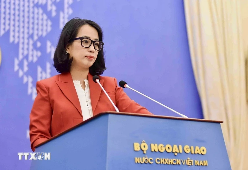 Người phát ngôn Bộ Ngoại giao Phạm Thu Hằng. (Ảnh: Minh Đức/TTXVN)