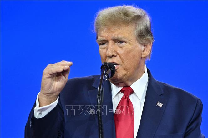 Cựu Tổng thống Mỹ Donald Trump phát biểu tại National Harbor, Maryland, ngày 24-2-2024. Ảnh: AFP/TTXVN