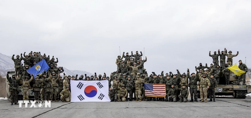 Binh sỹ Mỹ và Hàn Quốc tại một cuộc tập trận. (Ảnh: Yonhap/TTXVN)