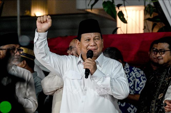 Tổng thống đắc cử Indonesia Prabowo Subianto phát biểu tại Jakarta ngày 20-3-2024. Ảnh: THX/TTXVN