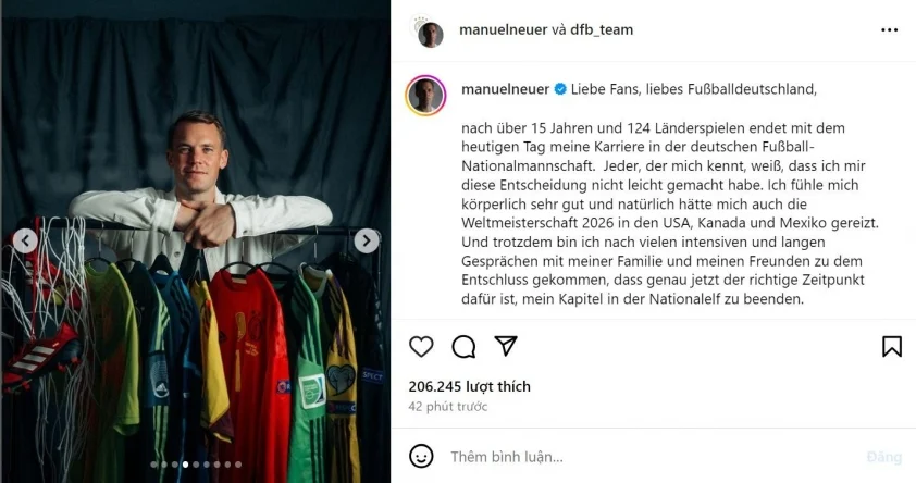 Manuel Neuer tuyên bố chia tay ĐT Đức