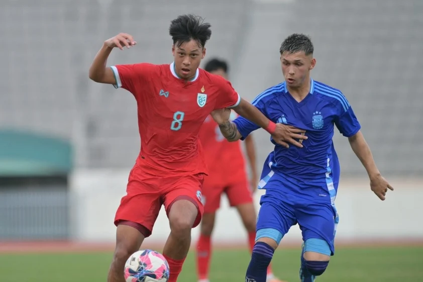 U20 Thái Lan nhận thất bại 0-2 trước U20 Argentina (Ảnh: LĐBĐ Thái Lan)