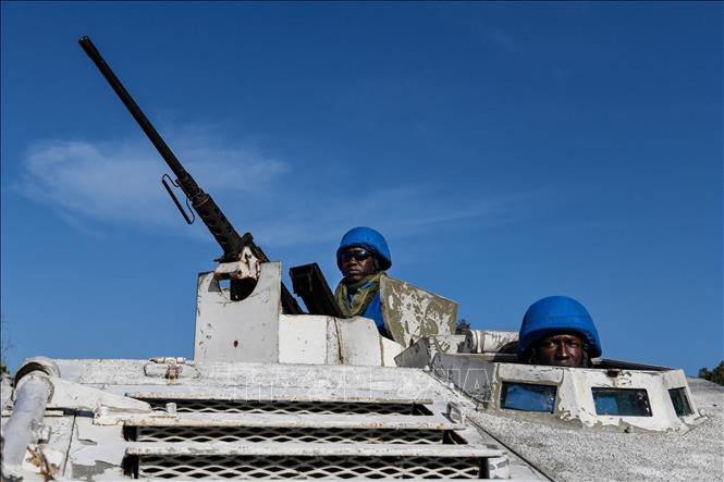 Binh sĩ Senegal tham gia Phái bộ ổn định của LHQ tại Haiti tuần tra ở Port-au-Prince. Ảnh tư liệu: AFP/TTXVN