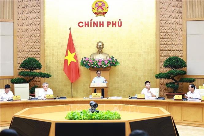 Thủ tướng Phạm Minh Chính chủ trì Phiên họp Chính phủ thường kỳ tháng 8 năm 2024. Ảnh: Dương Giang/TTXVN