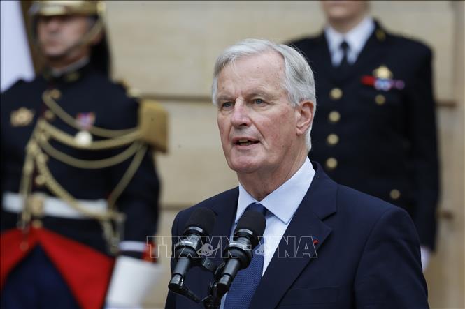 Thủ tướng Pháp Michel Barnier phát biểu tại lễ nhậm chức ở Paris ngày 5-9-2024. Ảnh: THX/TTXVN