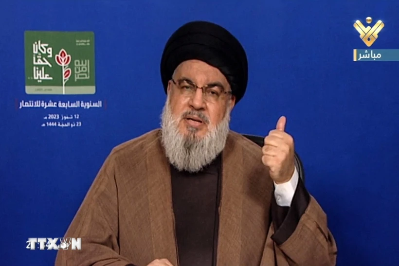 Thủ lĩnh phong trào Hezbollah tại Liban Hassan Nasrallah. (Ảnh: AFP/TTXVN)