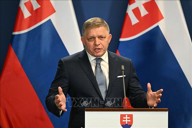  Thủ tướng Slovakia Robert Fico phát biểu tại một cuộc họp báo. Ảnh: AFP/TTXVN