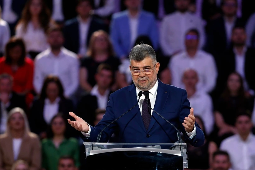 Romania: Thủ tướng đương nhiệm được đề cử làm lãnh đạo chính phủ liên minh mới Thủ tướng Romania Marcel Ciolacu phát biểu tại cuộc họp của đảng Dân chủ Xã hội (PSD) ở Bucharest ngày 24-8-2024. (Ảnh: THX/TTXVN)