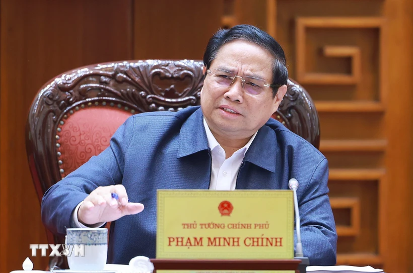 Thủ tướng Phạm Minh Chính chủ trì Phiên họp lần thứ 7 Ban Chỉ đạo tinh gọn bộ máy của Chính phủ. (Ảnh: Dương Giang/TTXVN)