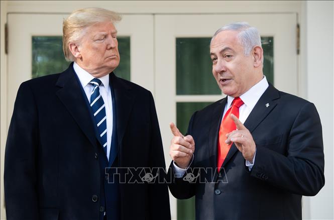 Ông Donald Trump và ông Benjamin Netanyahu trong cuộc gặp tại Washington, D.C. Ảnh: AFP/TTXVN