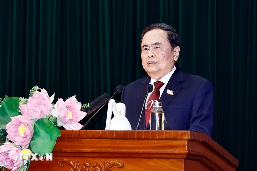 Chủ tịch Quốc hội Trần Thanh Mẫn thăm, làm việc với Kiểm toán Nhà nước Chủ tịch Quốc hội Trần Thanh Mẫn phát biểu. (Ảnh: Doãn Tấn/TTXVN)