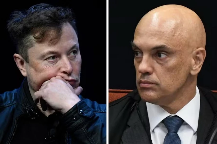 Tỷ phú Elon Musk và Thẩm phán Alexandre de Moraes. (Ảnh: AP và SCO/STF)