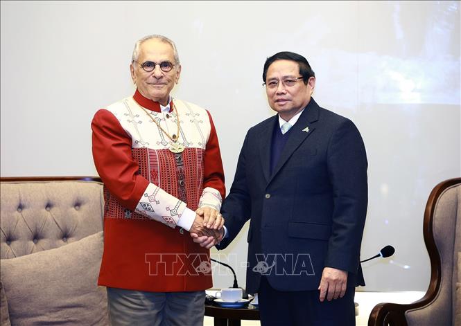 Thủ tướng Phạm Minh Chính hội kiến Tổng thống Timor-Leste Jose Ramos-Horta. Ảnh: Dương Giang/TTXVN