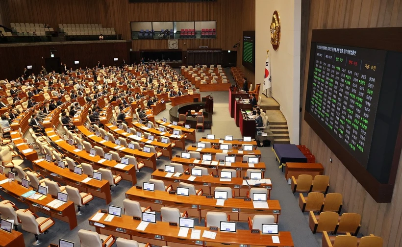 Toàn cảnh phiên họp Quốc hội Hàn Quốc tại thủ đô Seoul. (Nguồn: Yonhap/TTXVN)