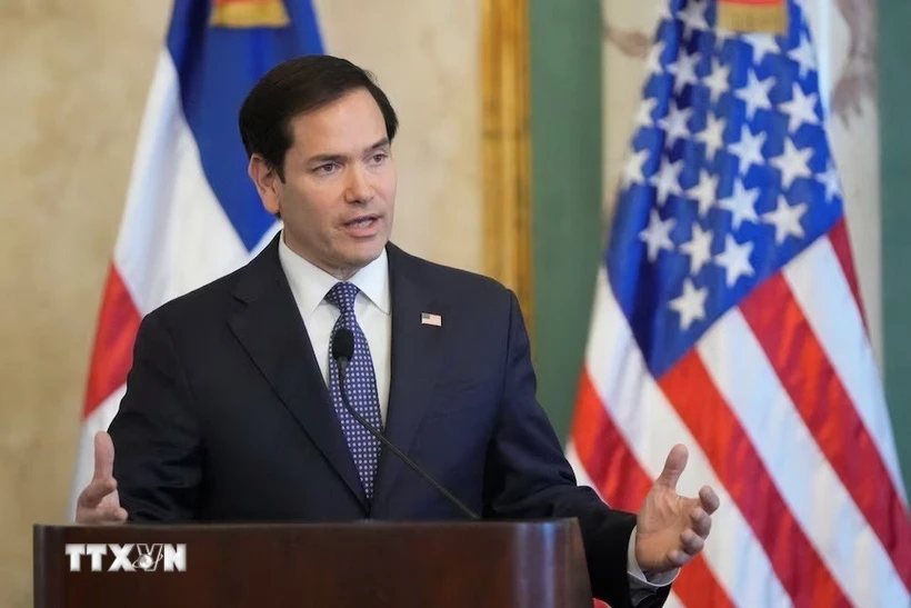 Ngoại trưởng Mỹ Marco Rubio phát biểu trong một cuộc họp báo. (Ảnh: Reuters/TTXVN)