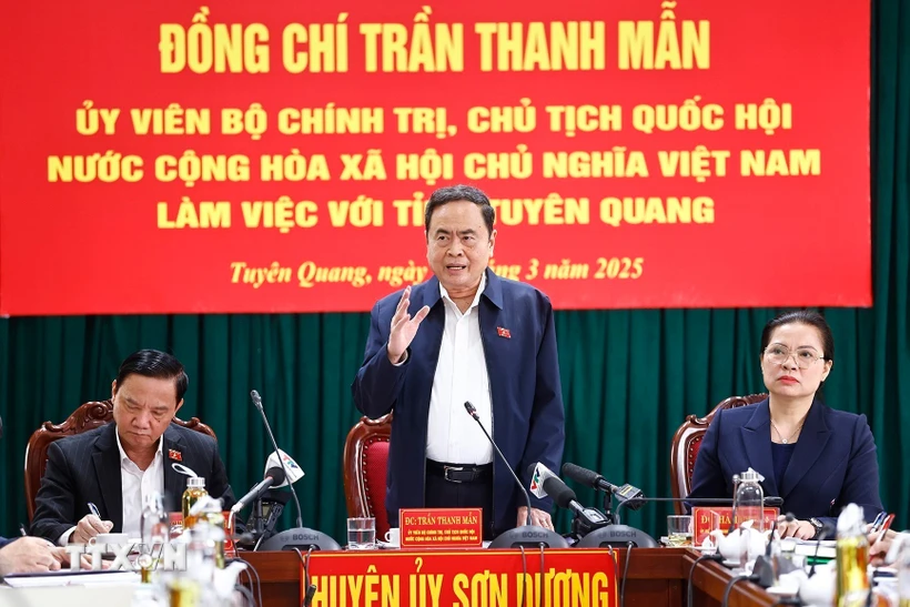 Chủ tịch Quốc hội Trần Thanh Mẫn phát biểu. (Ảnh: Doãn Tấn/TTXVN)