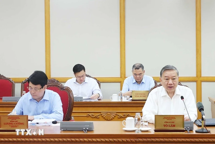Tổng Bí thư Tô Lâm chủ trì họp cho ý kiến về tiến độ sắp xếp tổ chức bộ máy