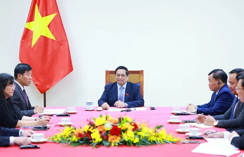 Việt Nam và Australia hướng tới mục tiêu kim ngạch thương mại 20 tỷ USD Thủ tướng Phạm Minh Chính điện đàm với Thủ tướng Australia Anthony Albanese. (Ảnh: Dương Giang/TTXVN)
