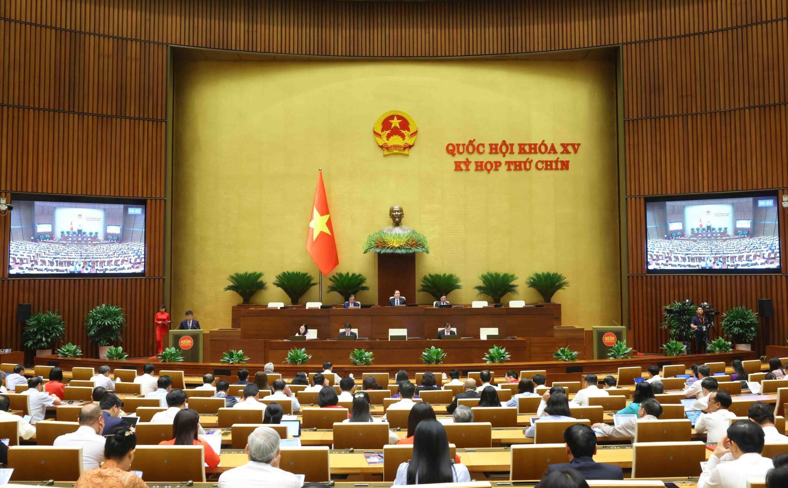 Ngày 9-5, Quốc hội thảo luận một số nội dung của dự thảo Luật Thuế tiêu thụ đặc biệt Quang cảnh phiên họp Quốc hội chiều 5-5. Ảnh: Phạm Kiên/TTXVN
