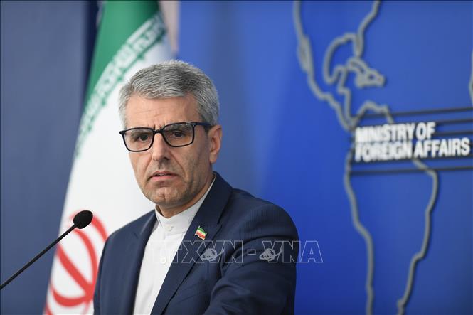 Iran hối thúc Mỹ đưa ra đảm bảo chính thức về dỡ bỏ trừng phạt Người phát ngôn Bộ Ngoại giao Iran Esmail Baghaei phát biểu trong một cuộc họp báo ở Tehran. Ảnh: THX/TTXVN