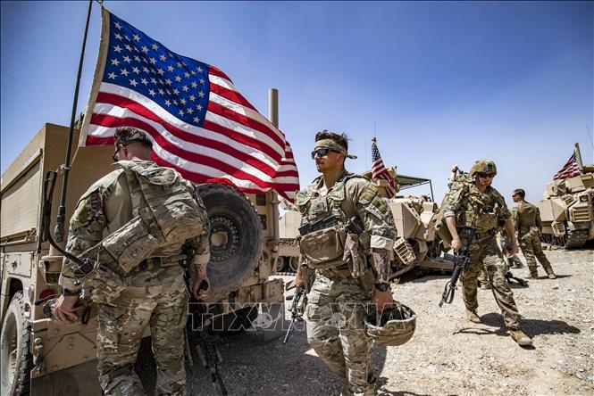 Binh sĩ Mỹ tuần tra tại khu vực Rumaylan, tỉnh Hasakeh, Syria, ngày 7-6-2023. Ảnh tư liệu: AFP/TTXVN