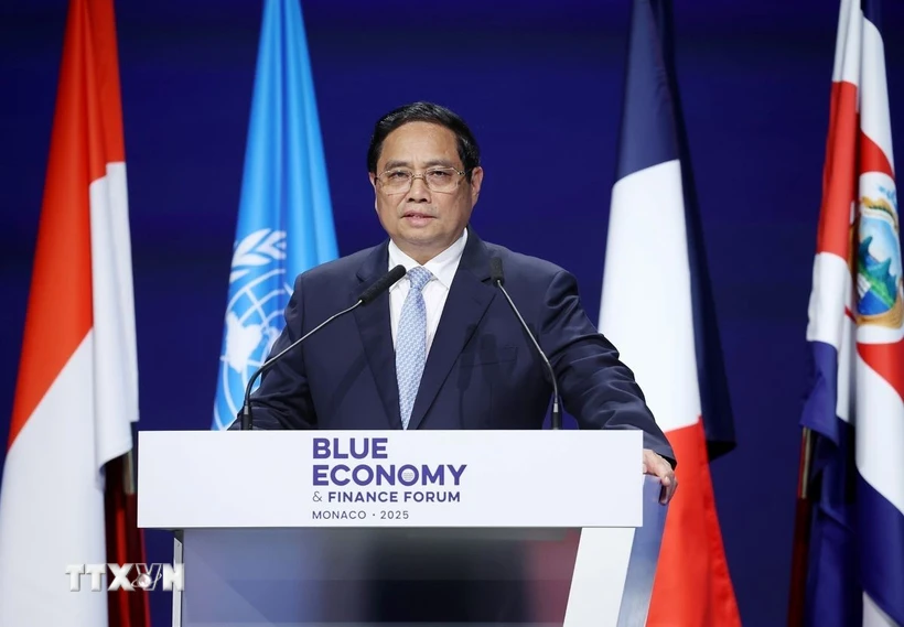 Thủ tướng Phạm Minh Chính: Tăng cường cho 3 lĩnh vực để bảo vệ đại dương Thủ tướng Phạm Minh Chính phát biểu tại Diễn đàn Tài chính và Kinh tế Xanh của Hội nghị Đại dương Liên hợp quốc lần thứ ba (UNOC 3). (Ảnh: Dương Giang/TTXVN)