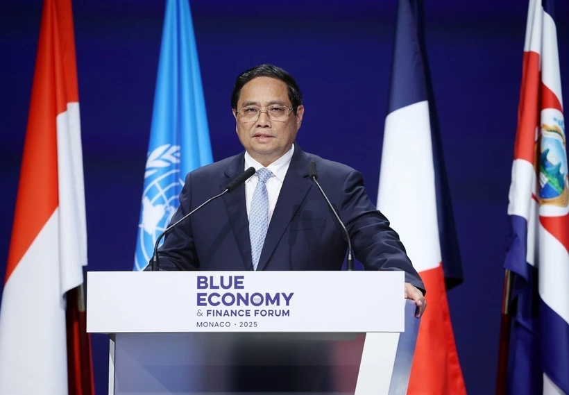 Thủ tướng Phạm Minh Chính gặp Phó Chủ tịch Trung Quốc Hàn Chính Thủ tướng Phạm Minh Chính phát biểu tại Diễn đàn Tài chính và Kinh tế Xanh của Hội nghị Đại dương Liên hợp quốc lần thứ 3 (UNOC 3). (Ảnh: Dương Giang/TTXVN)