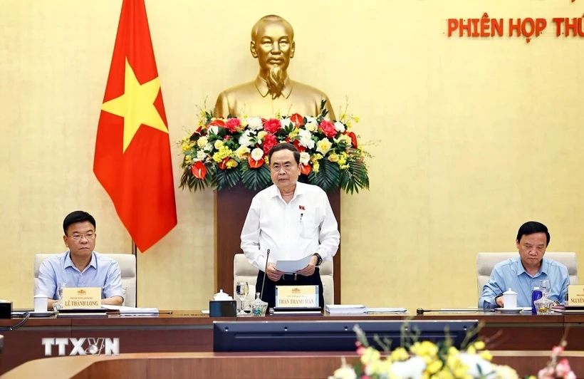 Chủ tịch Quốc hội chủ trì Phiên họp thứ 3 Ủy ban dự thảo sửa đổi Hiến pháp Chủ tịch Quốc hội Trần Thanh Mẫn, Chủ tịch Ủy ban dự thảo sửa đổi, bổ sung một số điều của Hiến pháp năm 2013 phát biểu. (Ảnh: Doãn Tấn/TTXVN)